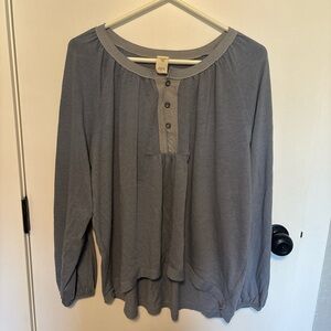 Oversized Boho flowy  We The Free Slate Blue Button-Front Blouse